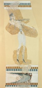 ミノア後期、クノッソスの宮殿からタウレアドールを描いたフレスコ画の断片
